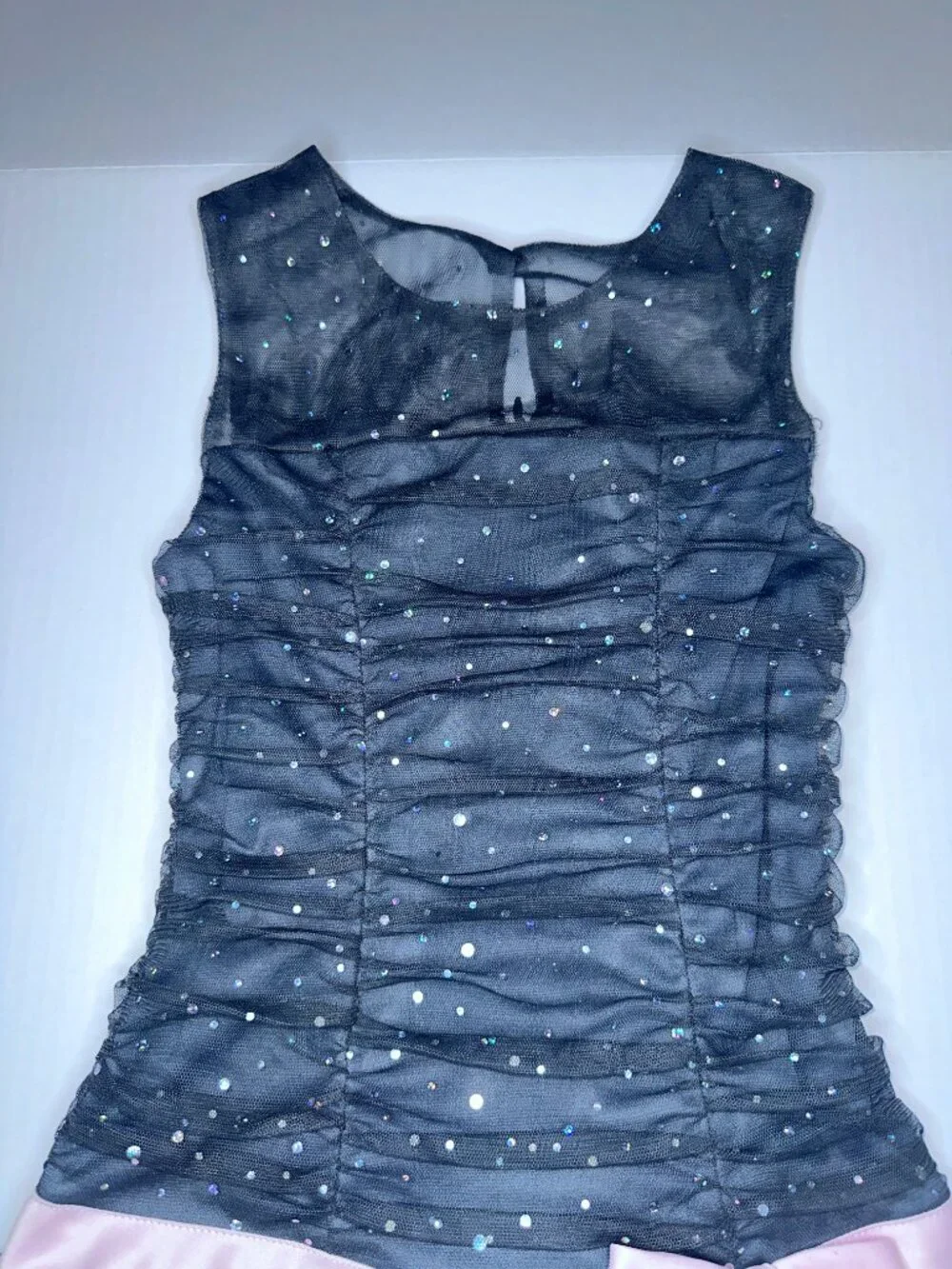 Adorable Bonnie Jean Girls Sz 12 Gray & Pink SPARKLE RUFFLE DRESS